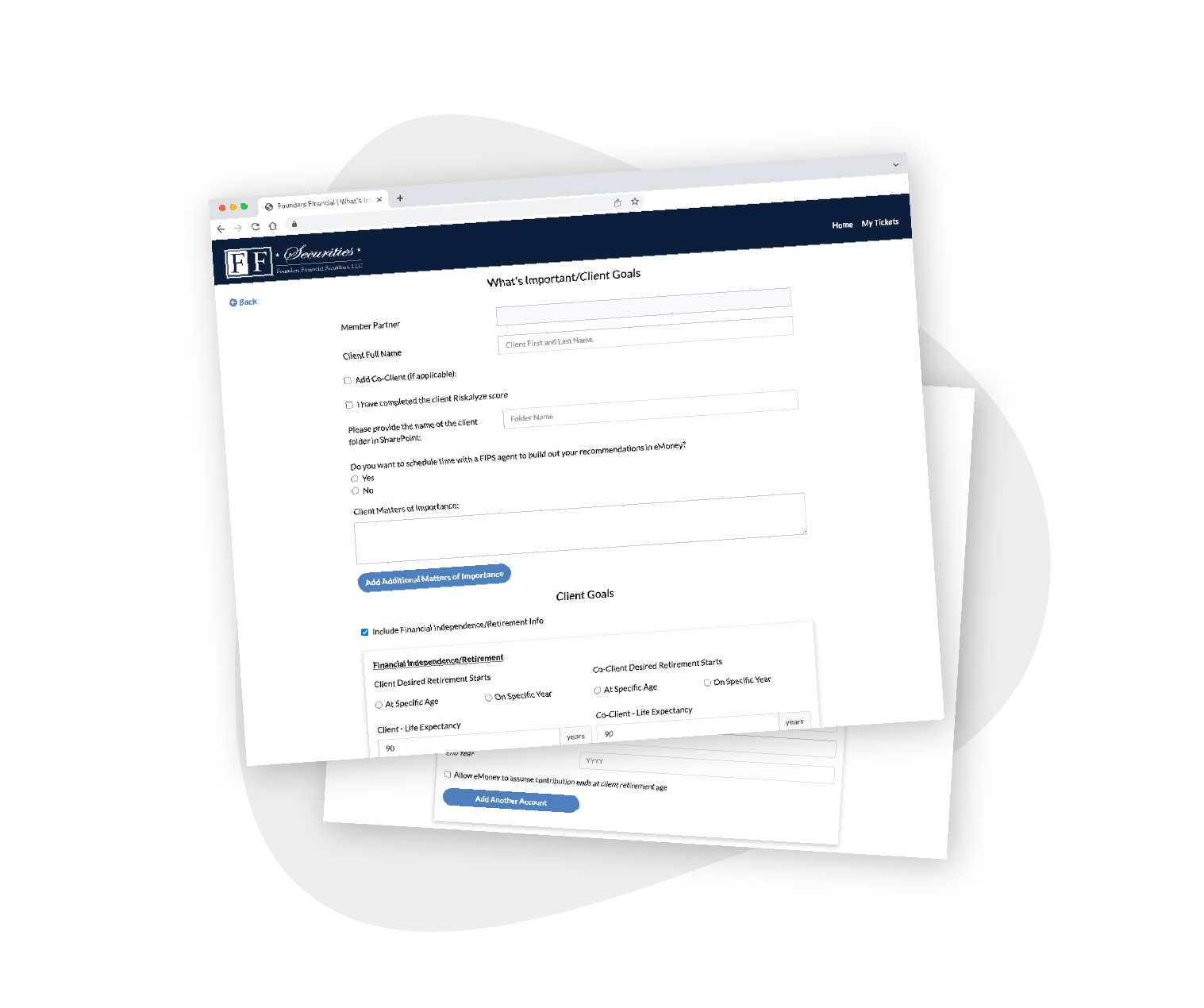 Collection of Founders Financial streamlined administrative support forms process